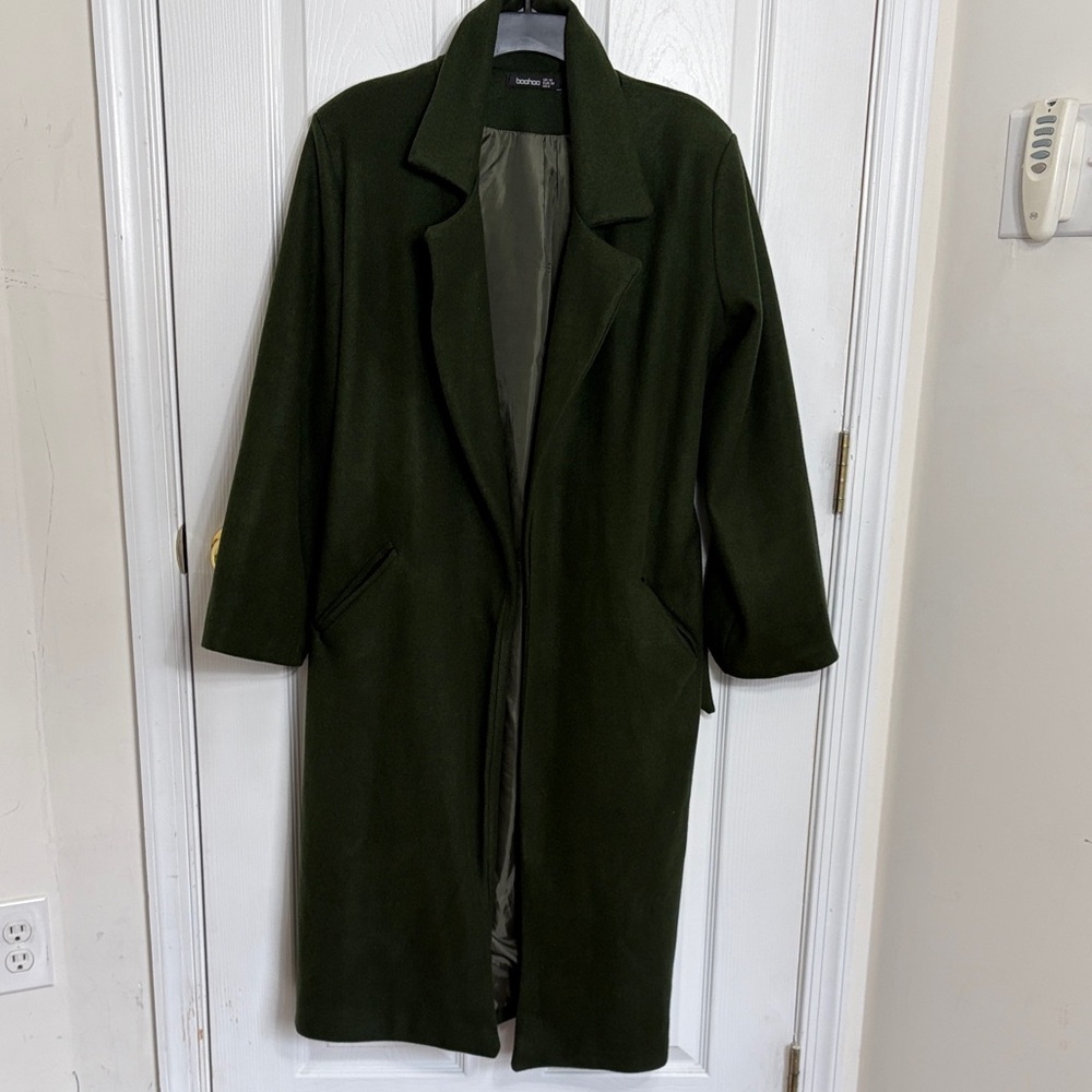 Boohoo Forest Green Trench Coat